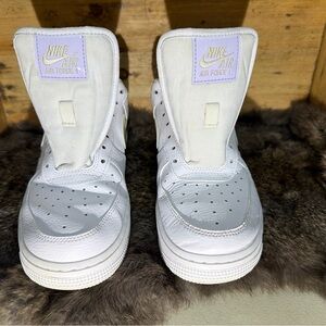 Nike Air Force 1 White and Gold Athletic Shoes